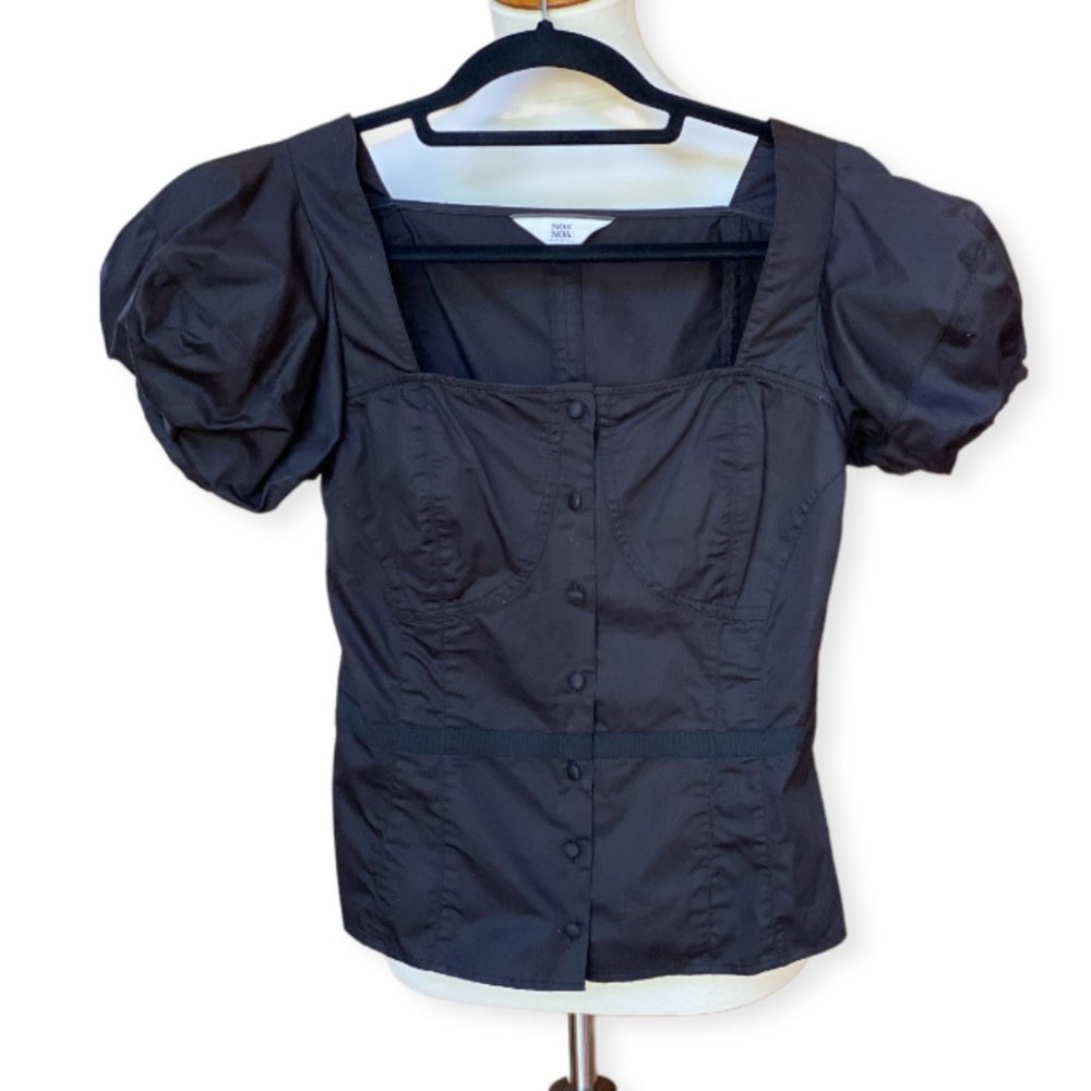 NOA NOA Women's Black Puffy Sleeves Top XS